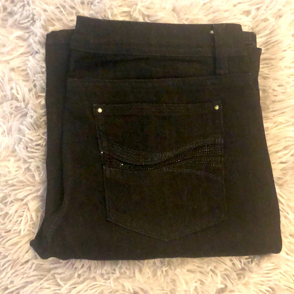 WHBM Noir Flare Leg Jeans size 8